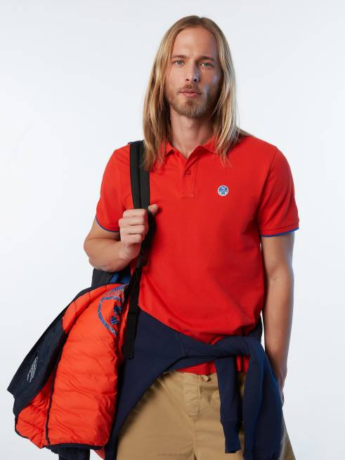 Bright orange Clothing B6XV71 Organic Cotton Polo Shirt SALE Men North Sails