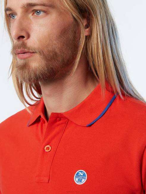Bright orange Clothing B6XV71 Organic Cotton Polo Shirt SALE Men North Sails