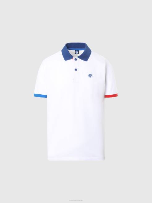 White Clothing B6XV96 Organic Cotton Polo Shirt NEW Men North Sails