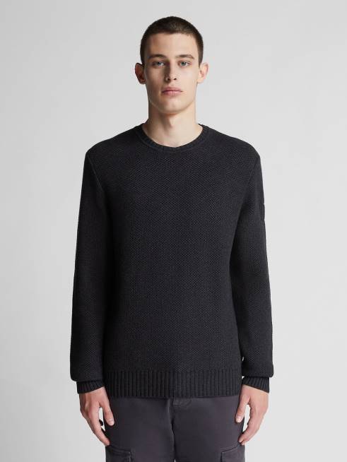 Dark grey melange Clothing B6XV1310 COTTON AND WOOL JUMPER Men North Sails
