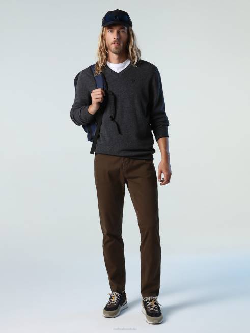 Dark grey melange Clothing B6XV810 JUMPER WITH V-NECK Men North Sails
