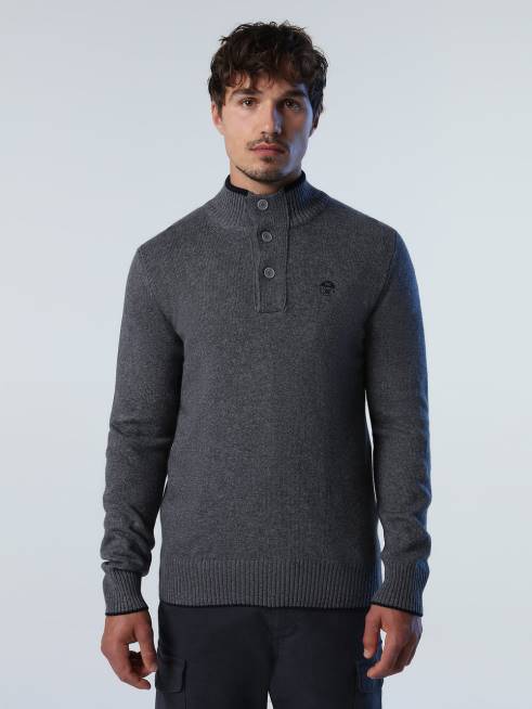 Medium grey melange Clothing B6XV729 JUMPER WITH BUTTONS Men North Sails