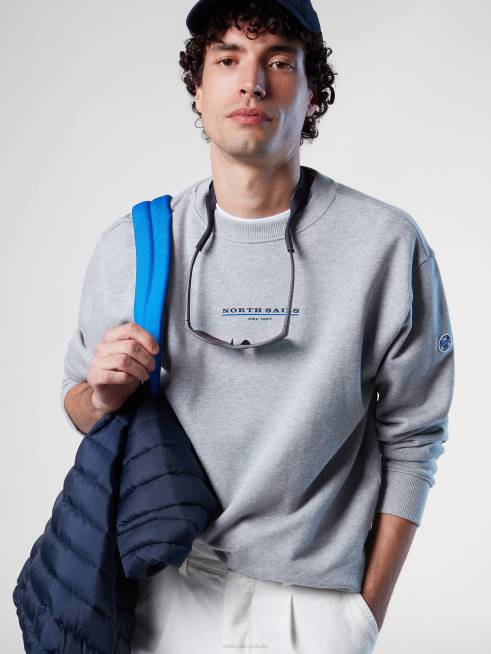 Grey melange Clothing B6XV294 SWEATSHIRT WITH CHEST PRINT Men North Sails