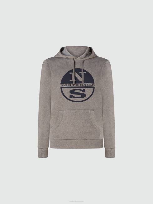 Medium grey melange Clothing B6XV788 LOGO HOODIE Men North Sails