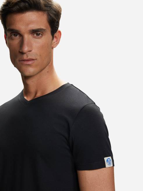 Black Clothing B6XV504 COTTON V-NECK T-SHIRT Men North Sails