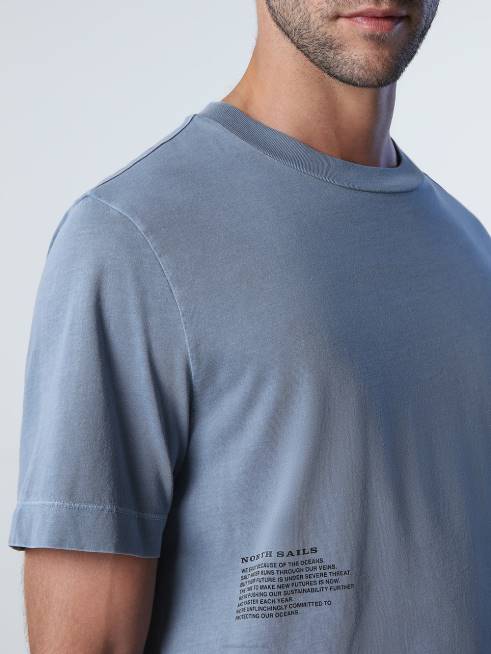 China blue Clothing B6XV920 T-SHIRT WITH MINERAL DYE Men North Sails