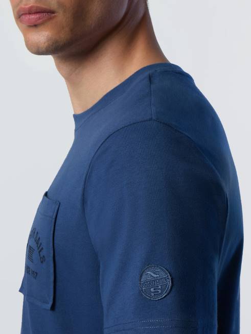 Dark denim Clothing B6XV163 T-SHIRT WITH CHEST POCKET Men North Sails