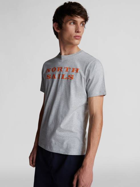 Grey melange Clothing B6XV1263 T-SHIRT WITH LETTERING Men North Sails