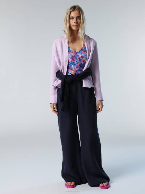 Navy blue Clothing B6XV609 LINEN AND TENCEL TROUSERS Women North Sails
